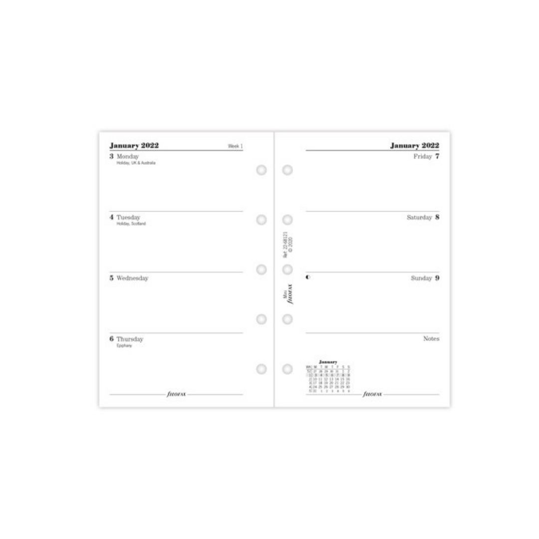 Agendavulling 2022 - Filofax Mini Week on Two Pages 22-68121